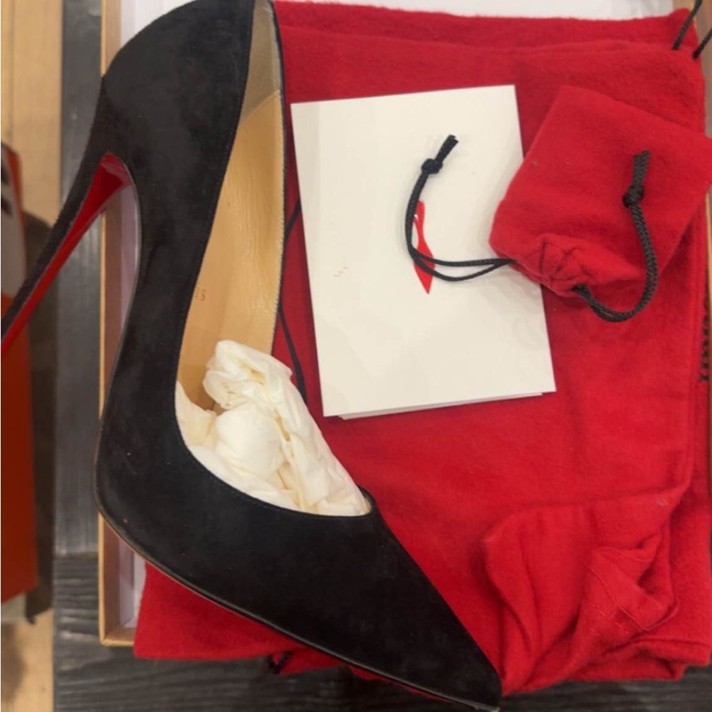Christian louboutin Black suede Stiletto Heels with Red Soles so Kate 120mm